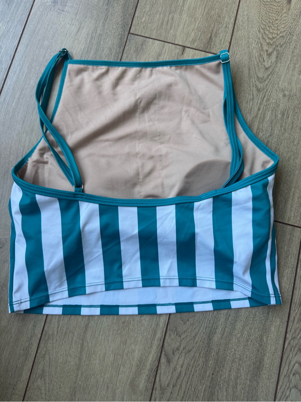 Kortni Jeane Teal and White Striped Girls' Two-Piece Swim Set - Picture 6 of 7